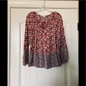 Lucky Brand Boho Red, White & NavyBlouse